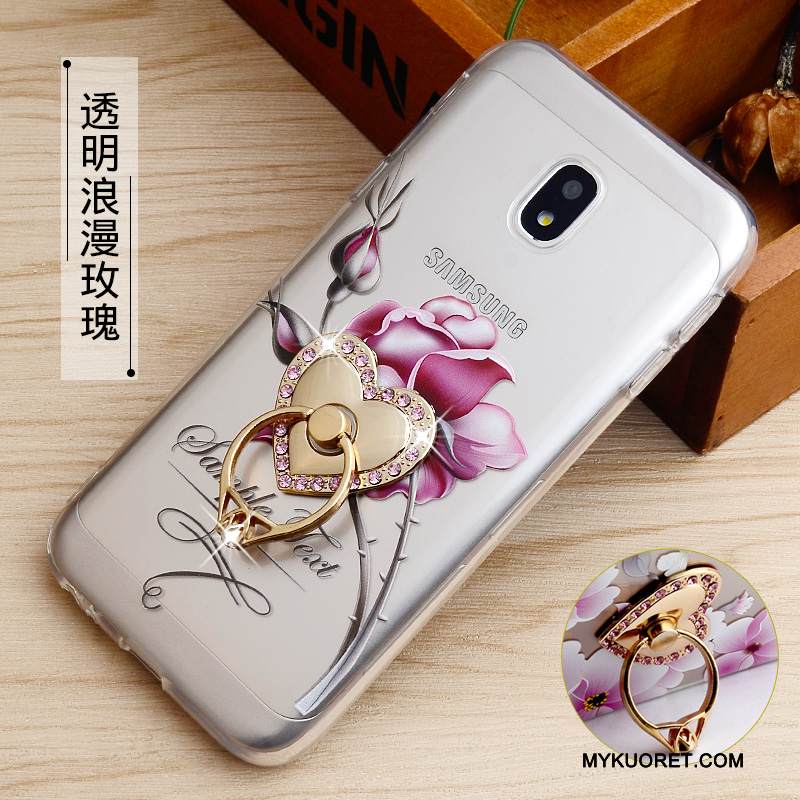 Kuori Samsung Galaxy J3 2017 Kohokuviointi Murtumaton Jauhe, Kotelo Samsung Galaxy J3 2017 Suojaus Rengas Puhelimen Kuoret