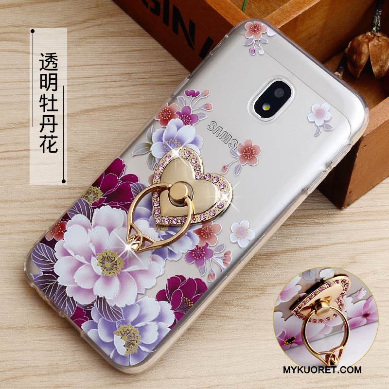 Kuori Samsung Galaxy J3 2017 Kohokuviointi Murtumaton Jauhe, Kotelo Samsung Galaxy J3 2017 Suojaus Rengas Puhelimen Kuoret