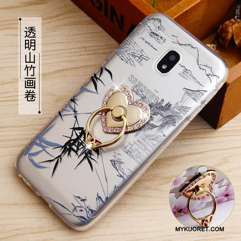 Kuori Samsung Galaxy J3 2017 Kohokuviointi Murtumaton Jauhe, Kotelo Samsung Galaxy J3 2017 Suojaus Rengas Puhelimen Kuoret