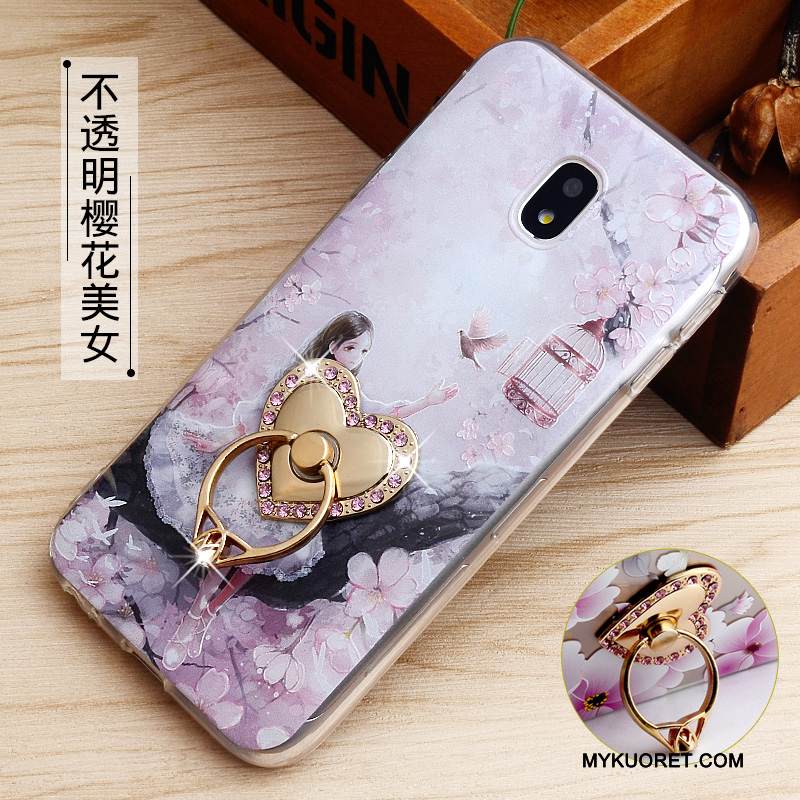 Kuori Samsung Galaxy J3 2017 Kohokuviointi Murtumaton Jauhe, Kotelo Samsung Galaxy J3 2017 Suojaus Rengas Puhelimen Kuoret