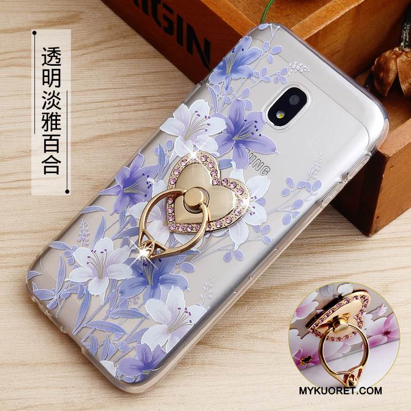 Kuori Samsung Galaxy J3 2017 Kohokuviointi Murtumaton Jauhe, Kotelo Samsung Galaxy J3 2017 Suojaus Rengas Puhelimen Kuoret