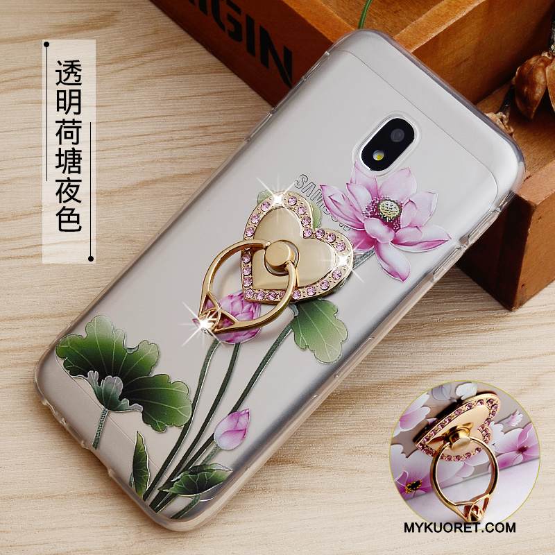 Kuori Samsung Galaxy J3 2017 Kohokuviointi Murtumaton Jauhe, Kotelo Samsung Galaxy J3 2017 Suojaus Rengas Puhelimen Kuoret