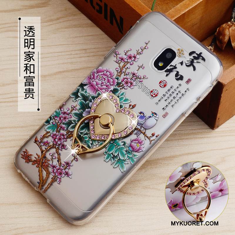 Kuori Samsung Galaxy J3 2017 Kohokuviointi Murtumaton Jauhe, Kotelo Samsung Galaxy J3 2017 Suojaus Rengas Puhelimen Kuoret