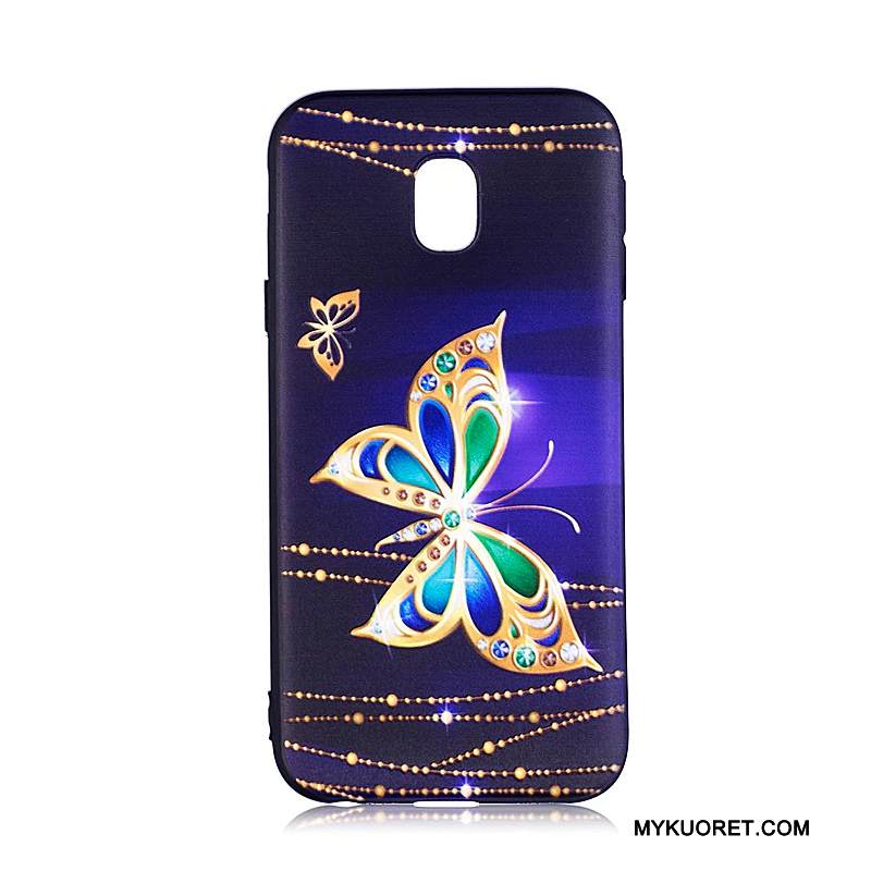 Kuori Samsung Galaxy J3 2017 Maalaus Sininen Trendi, Kotelo Samsung Galaxy J3 2017 Pehmeä Neste Puhelimen Kuoret