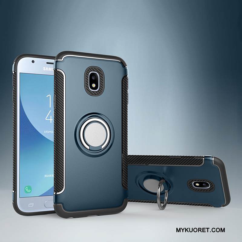 Kuori Samsung Galaxy J3 2017 Nahka Magneettinen Rengas, Kotelo Samsung Galaxy J3 2017 Tuki Jauhe Auto