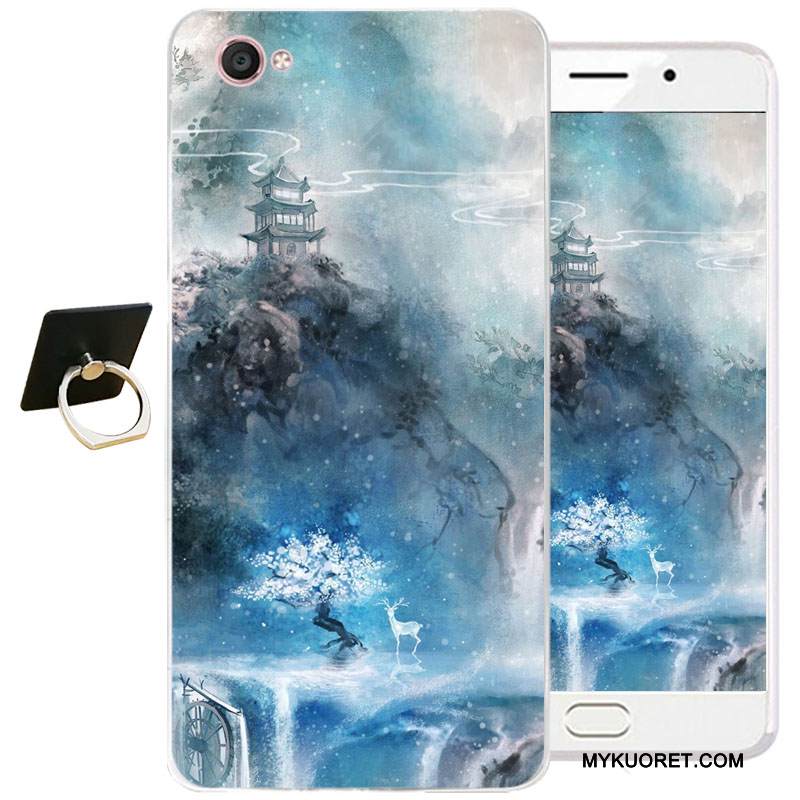 Kuori Samsung Galaxy J3 2017 Pehmeä Neste Sininen Puhelimen Kuoret, Kotelo Samsung Galaxy J3 2017 Suojaus Ink Maalaus Kiinalainen Tyyli