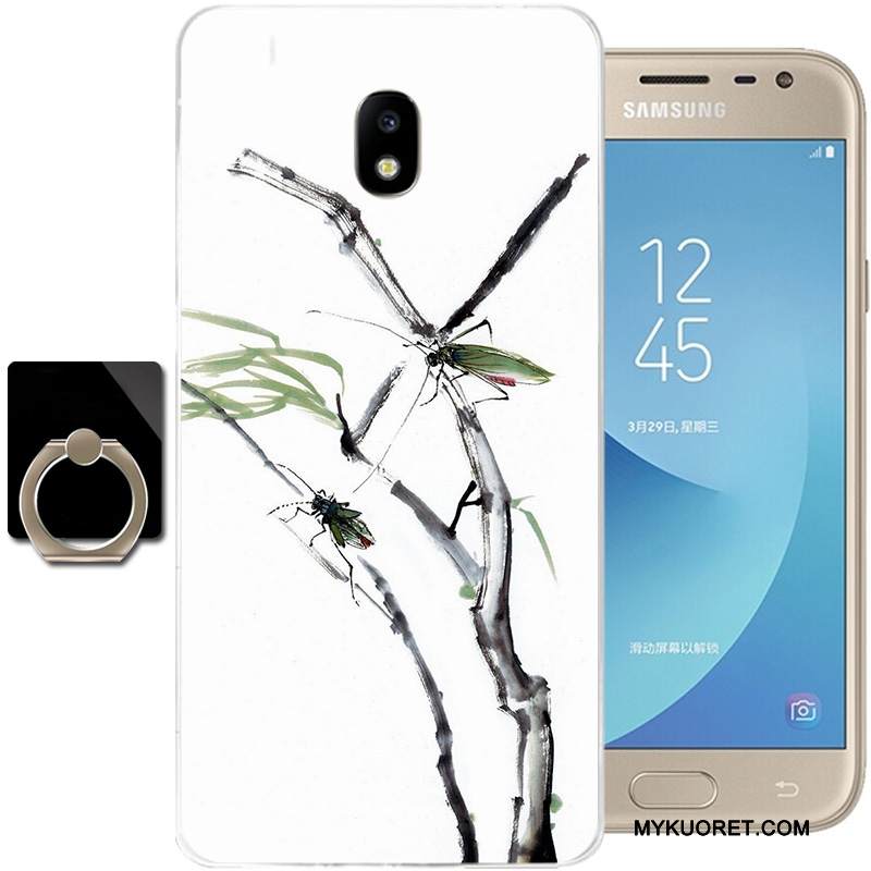 Kuori Samsung Galaxy J3 2017 Silikoni Kiinalainen Tyyli Musta, Kotelo Samsung Galaxy J3 2017 Pehmeä Neste Puhelimen Kuoret