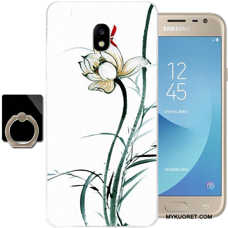 Kuori Samsung Galaxy J3 2017 Silikoni Kiinalainen Tyyli Musta, Kotelo Samsung Galaxy J3 2017 Pehmeä Neste Puhelimen Kuoret