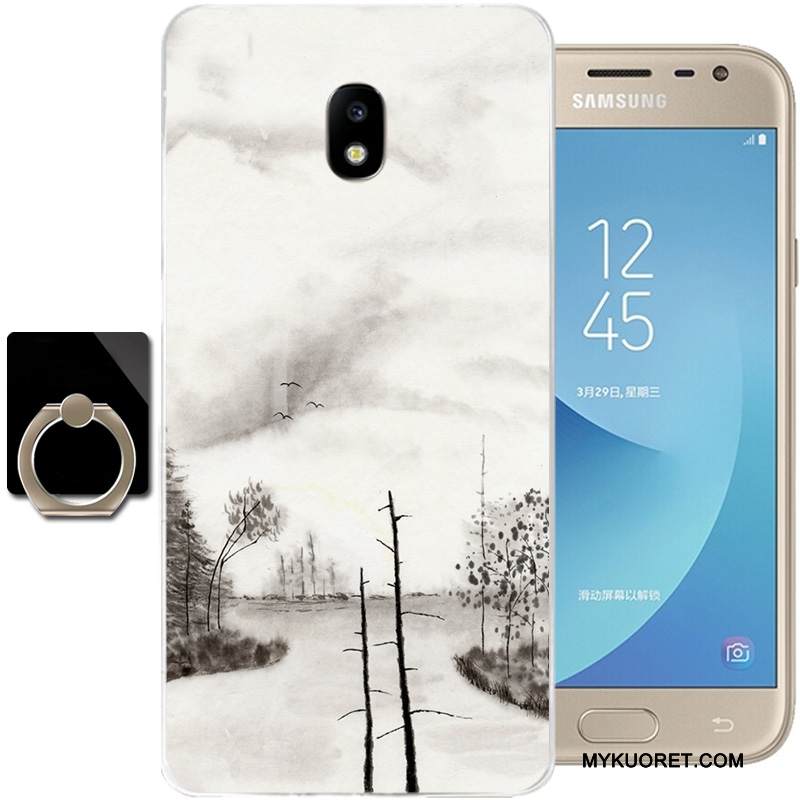 Kuori Samsung Galaxy J3 2017 Silikoni Kiinalainen Tyyli Musta, Kotelo Samsung Galaxy J3 2017 Pehmeä Neste Puhelimen Kuoret