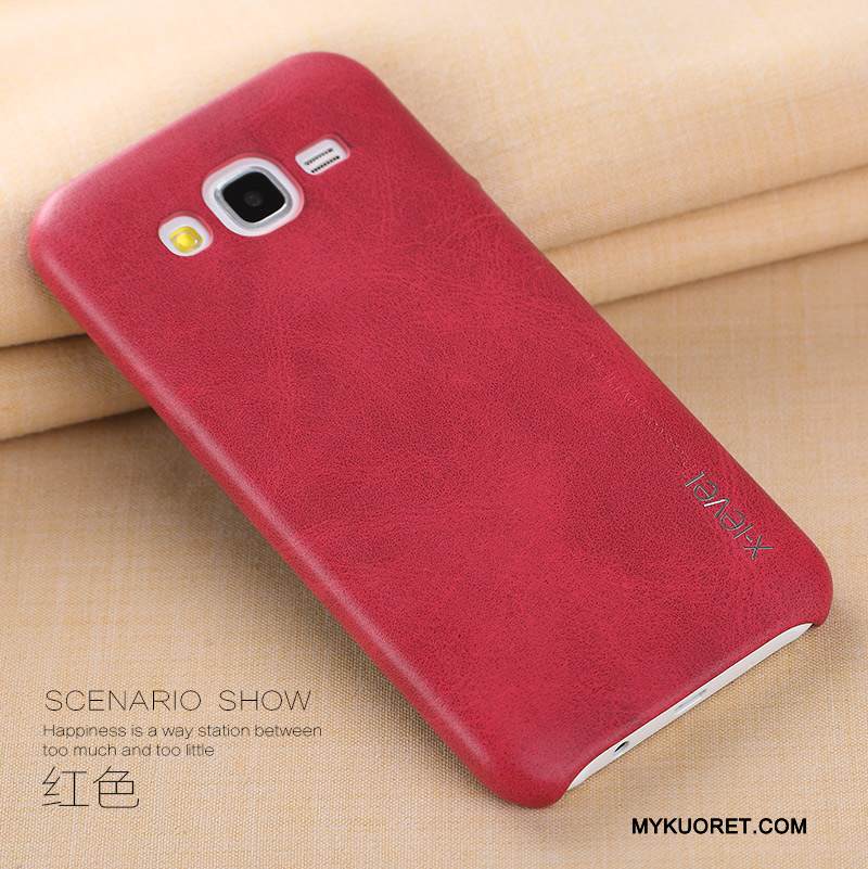 Kuori Samsung Galaxy J5 2015 Nahka Ultra Liiketoiminta, Kotelo Samsung Galaxy J5 2015 Suojaus Punainen Murtumaton