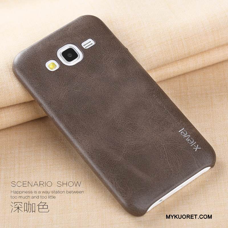 Kuori Samsung Galaxy J5 2015 Nahka Ultra Liiketoiminta, Kotelo Samsung Galaxy J5 2015 Suojaus Punainen Murtumaton