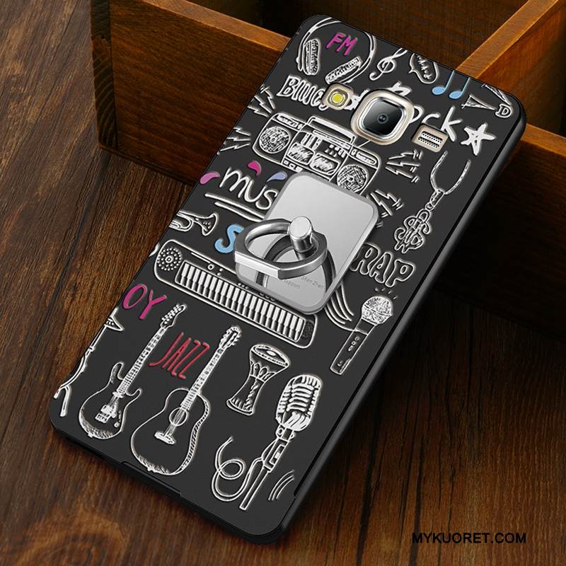 Kuori Samsung Galaxy J5 2015 Suojaus Murtumaton Puhelimen Kuoret, Kotelo Samsung Galaxy J5 2015 Sarjakuva Kova Musta