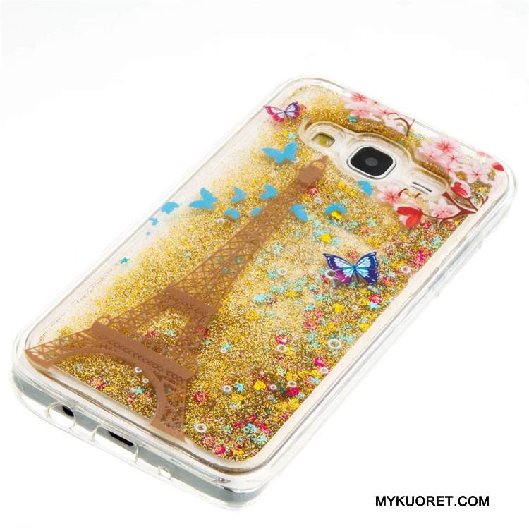 Kuori Samsung Galaxy J5 2015 Suojaus Puhelimen Kuoret Juoksuhiekka, Kotelo Samsung Galaxy J5 2015 Laukut Sininen Neste