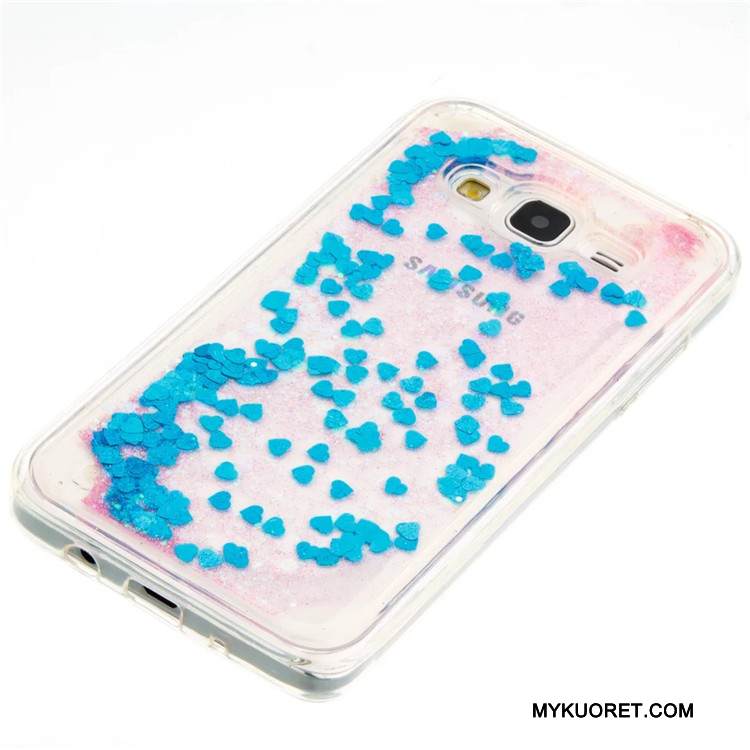 Kuori Samsung Galaxy J5 2015 Suojaus Puhelimen Kuoret Juoksuhiekka, Kotelo Samsung Galaxy J5 2015 Laukut Sininen Neste