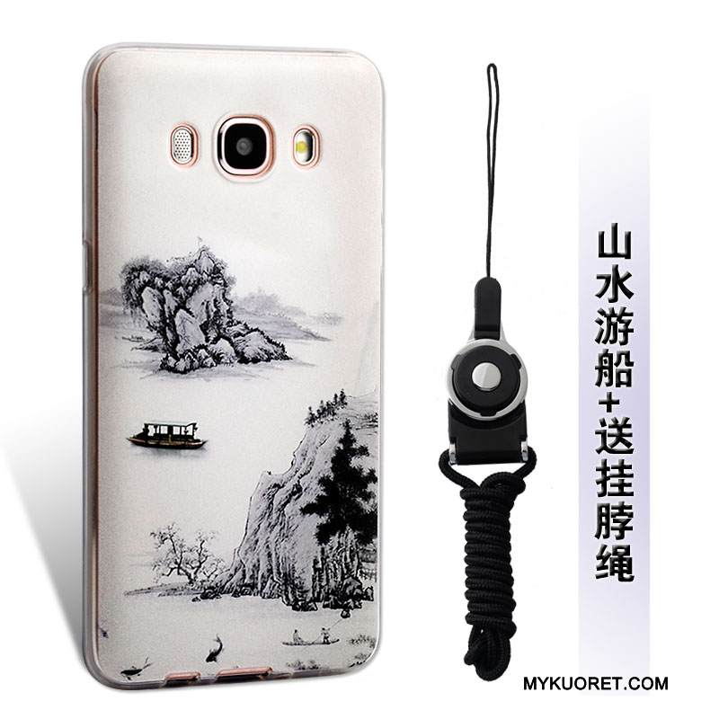 Kuori Samsung Galaxy J5 2016 Kohokuviointi Puhelimen Kuoret Keltainen, Kotelo Samsung Galaxy J5 2016 Pehmeä Neste Ripustettavat Koristeet