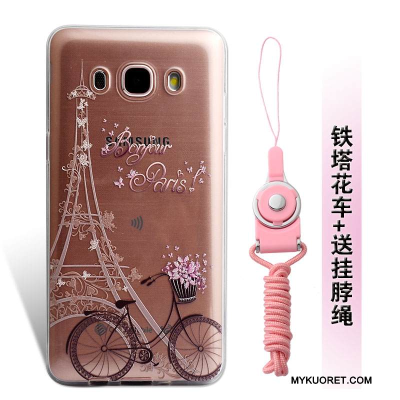 Kuori Samsung Galaxy J5 2016 Kohokuviointi Puhelimen Kuoret Keltainen, Kotelo Samsung Galaxy J5 2016 Pehmeä Neste Ripustettavat Koristeet