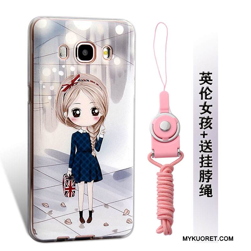 Kuori Samsung Galaxy J5 2016 Kohokuviointi Puhelimen Kuoret Keltainen, Kotelo Samsung Galaxy J5 2016 Pehmeä Neste Ripustettavat Koristeet