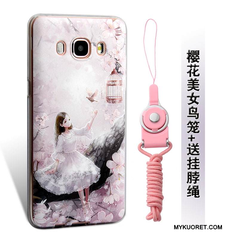 Kuori Samsung Galaxy J5 2016 Kohokuviointi Puhelimen Kuoret Keltainen, Kotelo Samsung Galaxy J5 2016 Pehmeä Neste Ripustettavat Koristeet