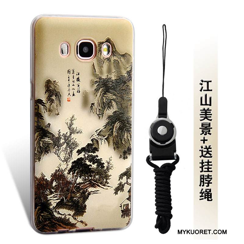Kuori Samsung Galaxy J5 2016 Kohokuviointi Puhelimen Kuoret Keltainen, Kotelo Samsung Galaxy J5 2016 Pehmeä Neste Ripustettavat Koristeet