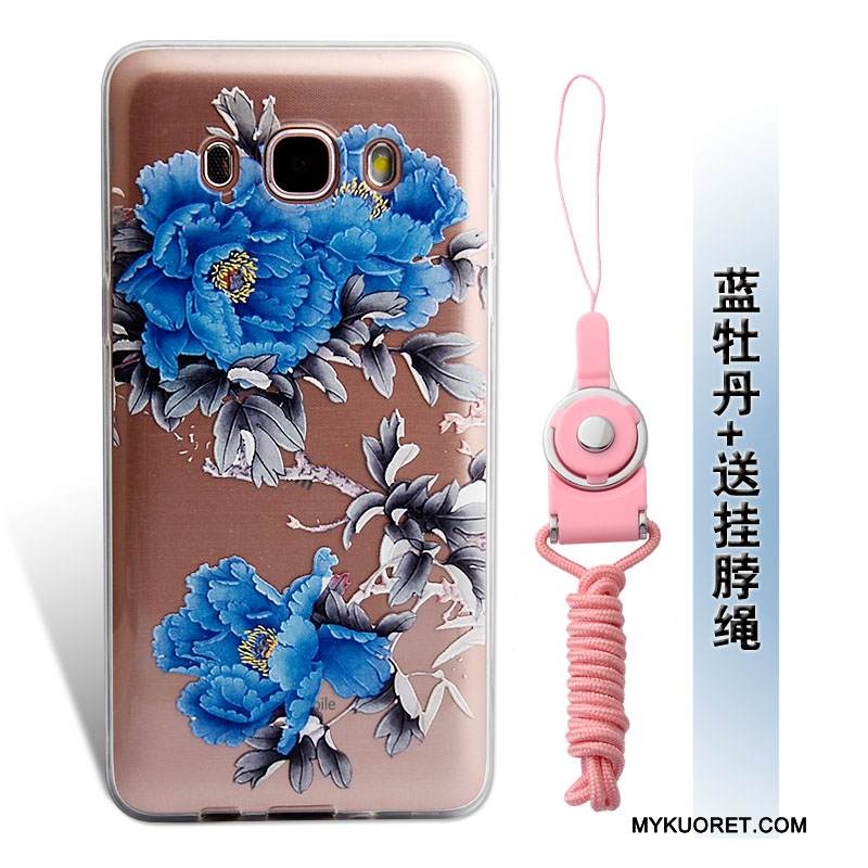 Kuori Samsung Galaxy J5 2016 Kohokuviointi Puhelimen Kuoret Keltainen, Kotelo Samsung Galaxy J5 2016 Pehmeä Neste Ripustettavat Koristeet