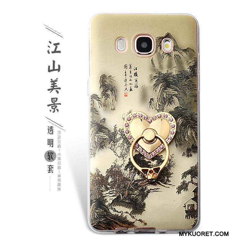 Kuori Samsung Galaxy J5 2016 Kohokuviointi Vihreä Rengas, Kotelo Samsung Galaxy J5 2016 Suojaus Puhelimen Kuoret