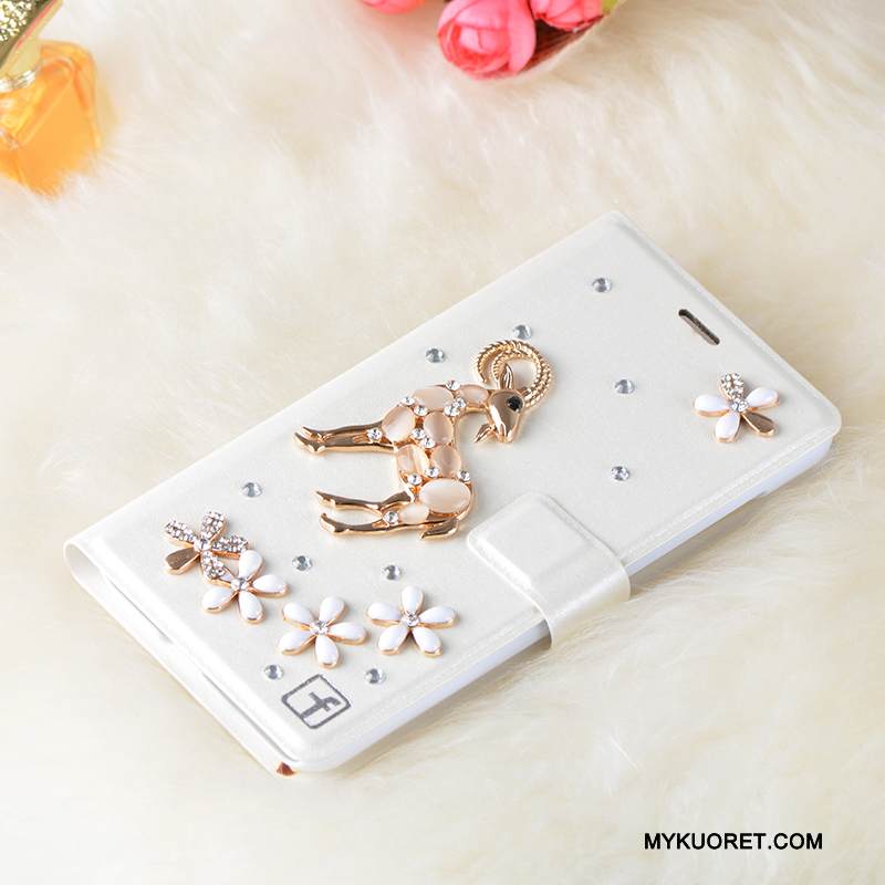 Kuori Samsung Galaxy J5 2016 Nahka Valkoinen Puhelimen Kuoret, Kotelo Samsung Galaxy J5 2016 Strassi Trendi