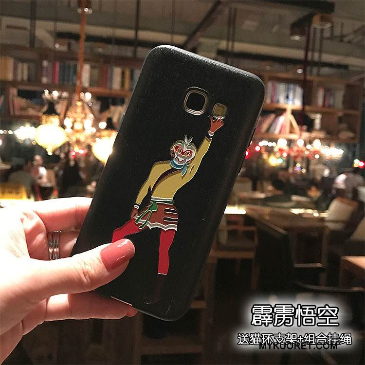 Kuori Samsung Galaxy J5 2017 Kohokuviointi Musta Puhelimen Kuoret, Kotelo Samsung Galaxy J5 2017 Tuki Pesty Suede