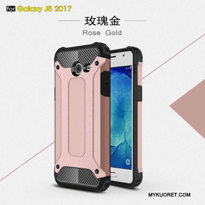 Kuori Samsung Galaxy J5 2017 Metalli Murtumaton Kolme Puolustusta, Kotelo Samsung Galaxy J5 2017 Laukut Musta Puhelimen Kuoret