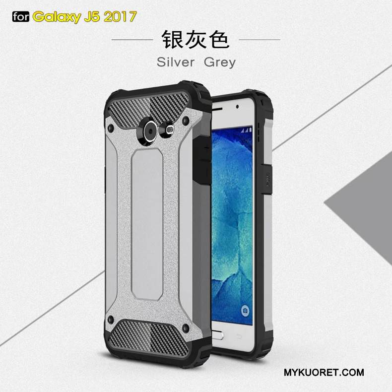 Kuori Samsung Galaxy J5 2017 Metalli Murtumaton Kolme Puolustusta, Kotelo Samsung Galaxy J5 2017 Laukut Musta Puhelimen Kuoret