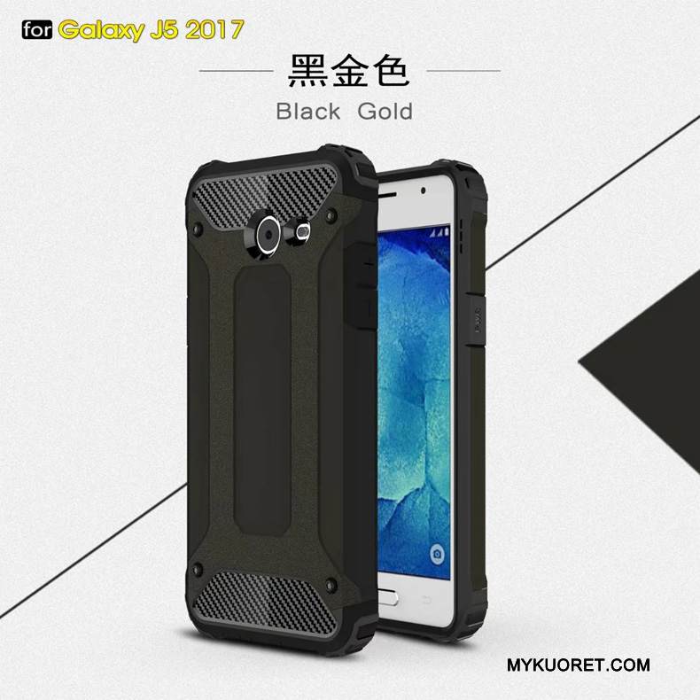 Kuori Samsung Galaxy J5 2017 Metalli Murtumaton Kolme Puolustusta, Kotelo Samsung Galaxy J5 2017 Laukut Musta Puhelimen Kuoret