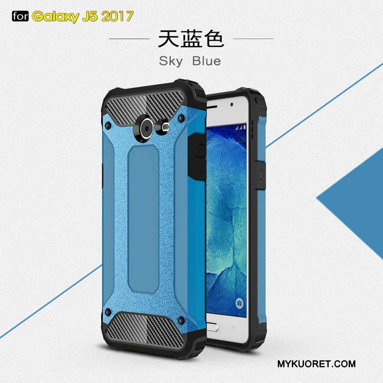 Kuori Samsung Galaxy J5 2017 Metalli Murtumaton Kolme Puolustusta, Kotelo Samsung Galaxy J5 2017 Laukut Musta Puhelimen Kuoret