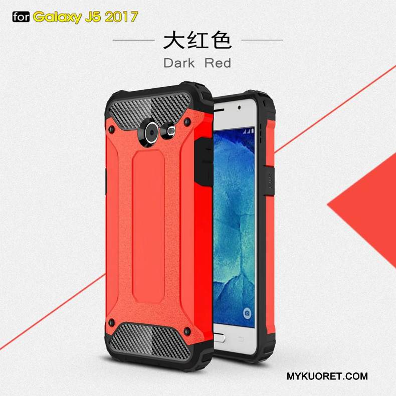 Kuori Samsung Galaxy J5 2017 Metalli Murtumaton Kolme Puolustusta, Kotelo Samsung Galaxy J5 2017 Laukut Musta Puhelimen Kuoret
