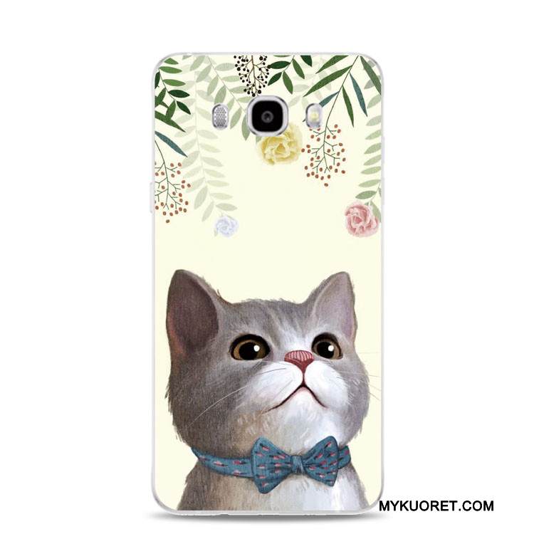 Kuori Samsung Galaxy J5 2017 Pehmeä Neste Kissa Jauhe, Kotelo Samsung Galaxy J5 2017 Kohokuviointi Kukka Puhelimen Kuoret