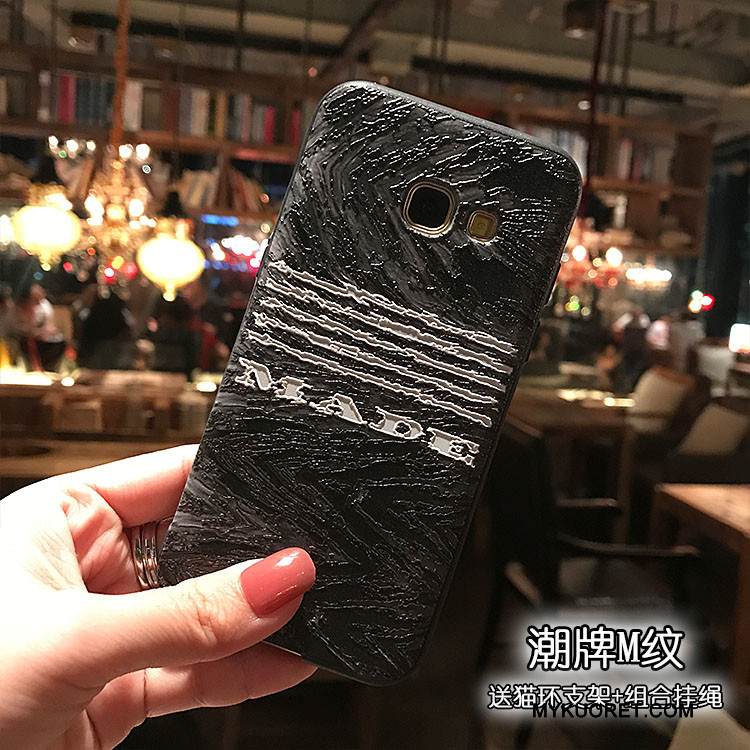 Kuori Samsung Galaxy J5 2017 Pehmeä Neste Pesty Suede Puhelimen Kuoret, Kotelo Samsung Galaxy J5 2017 Kohokuviointi Musta