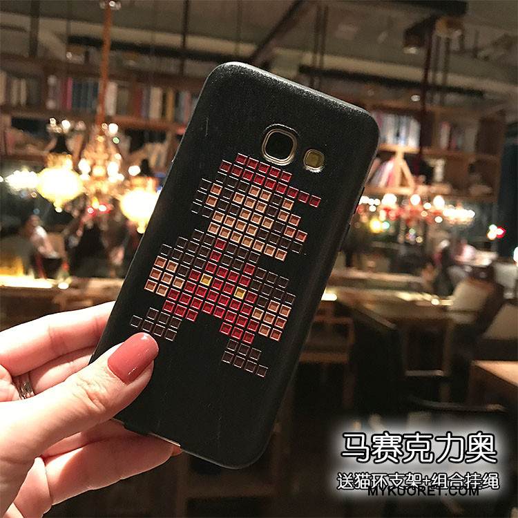 Kuori Samsung Galaxy J5 2017 Pehmeä Neste Pesty Suede Puhelimen Kuoret, Kotelo Samsung Galaxy J5 2017 Kohokuviointi Musta