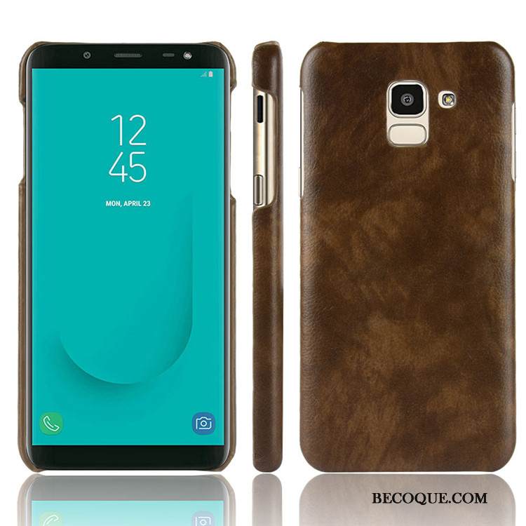 Kuori Samsung Galaxy J6 Nahka Kukkakuvio Kova, Kotelo Samsung Galaxy J6 Suojaus Puhelimen Kuoret Punainen