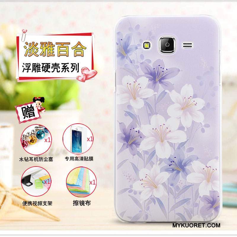 Kuori Samsung Galaxy J7 2015 Kohokuviointi Violetti Ohut, Kotelo Samsung Galaxy J7 2015 Sarjakuva Puhelimen Kuoret