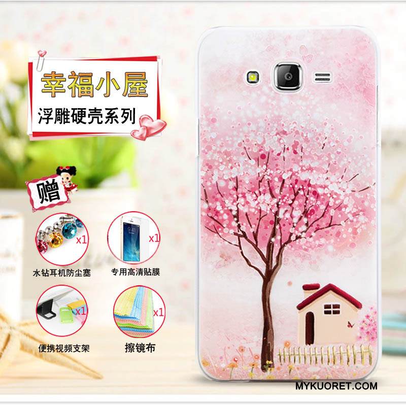 Kuori Samsung Galaxy J7 2015 Kohokuviointi Violetti Ohut, Kotelo Samsung Galaxy J7 2015 Sarjakuva Puhelimen Kuoret