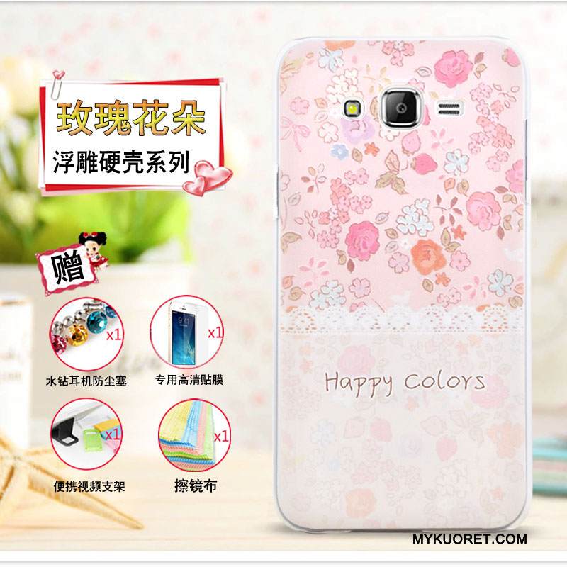 Kuori Samsung Galaxy J7 2015 Kohokuviointi Violetti Ohut, Kotelo Samsung Galaxy J7 2015 Sarjakuva Puhelimen Kuoret