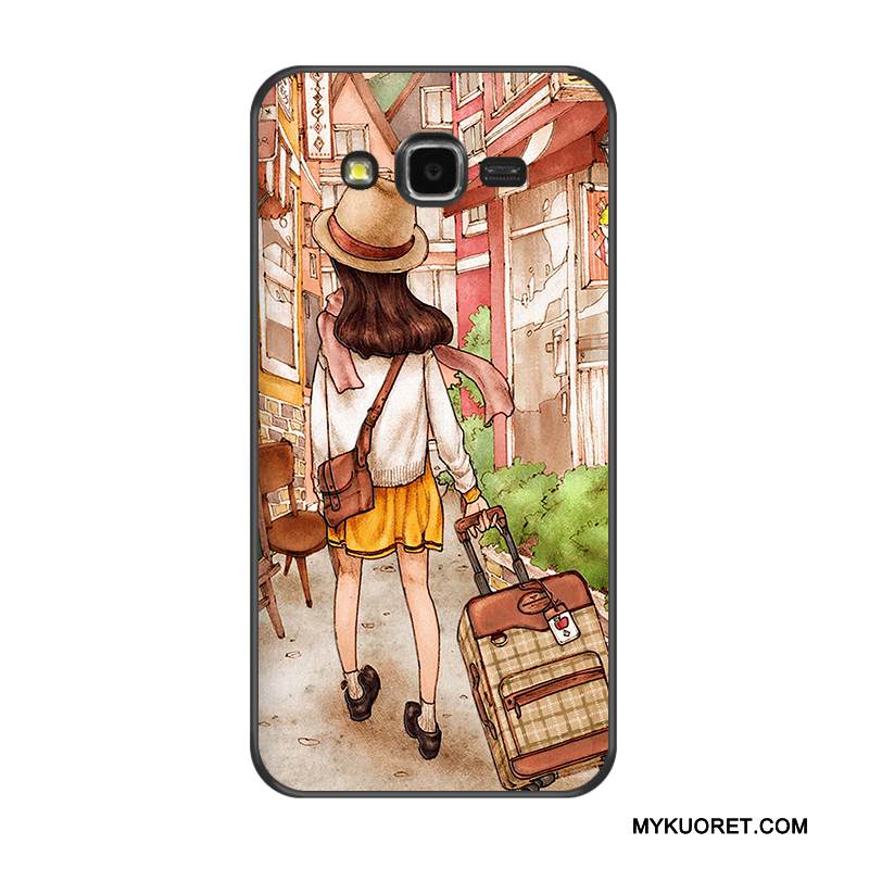 Kuori Samsung Galaxy J7 2015 Laukut Musta Puhelimen Kuoret, Kotelo Samsung Galaxy J7 2015 Pehmeä Neste Valkoinen Uusi