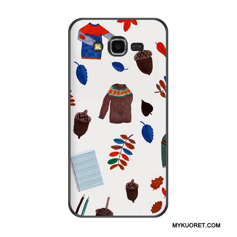 Kuori Samsung Galaxy J7 2015 Laukut Musta Puhelimen Kuoret, Kotelo Samsung Galaxy J7 2015 Pehmeä Neste Valkoinen Uusi