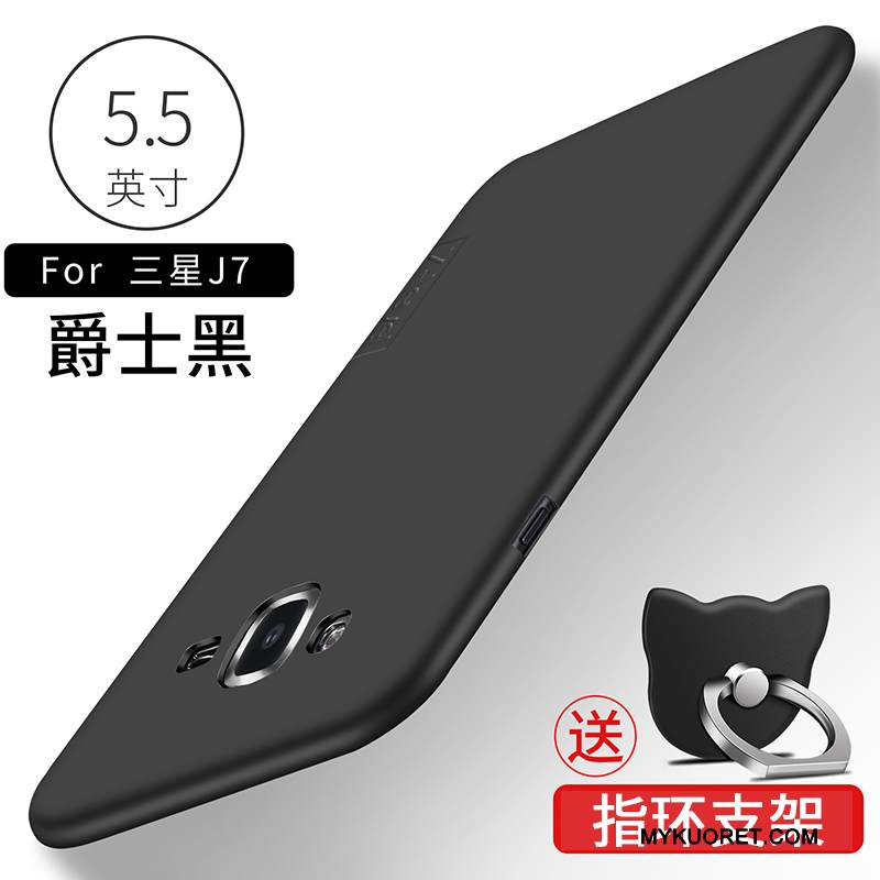 Kuori Samsung Galaxy J7 2015 Laukut Puhelimen Kuoret Musta, Kotelo Samsung Galaxy J7 2015 Suojaus Ohut Trendi