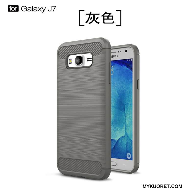 Kuori Samsung Galaxy J7 2015 Laukut Uusi Puhelimen Kuoret, Kotelo Samsung Galaxy J7 2015 Pehmeä Neste Musta Murtumaton