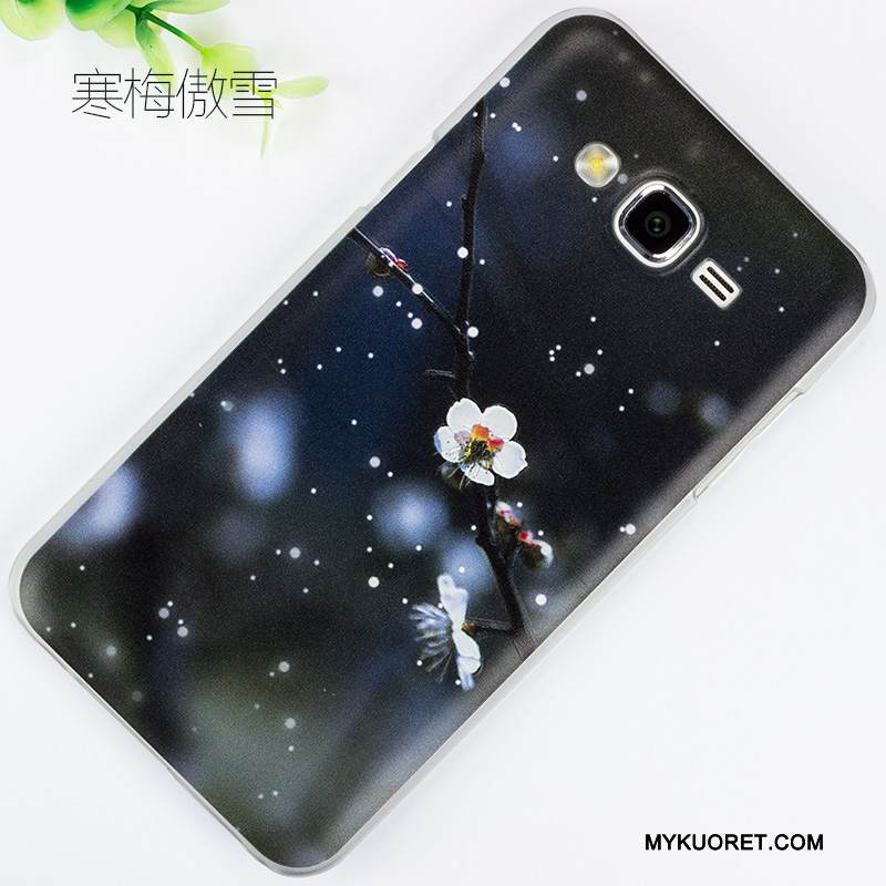 Kuori Samsung Galaxy J7 2015 Maalaus Puhelimen Kuoret Sininen, Kotelo Samsung Galaxy J7 2015 Kohokuviointi