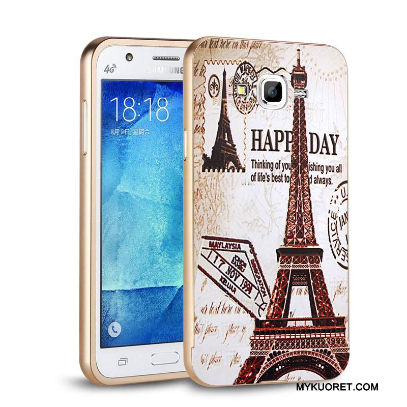 Kuori Samsung Galaxy J7 2015 Metalli Takakansi Kehys, Kotelo Samsung Galaxy J7 2015 Kova Puhelimen Kuoret