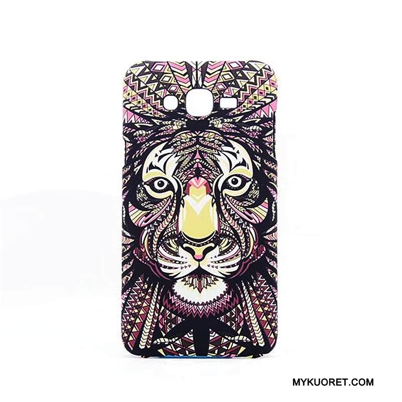 Kuori Samsung Galaxy J7 2015 Monivärinen Kova Eläin, Kotelo Samsung Galaxy J7 2015 Suojaus Puhelimen Kuoret Pesty Suede