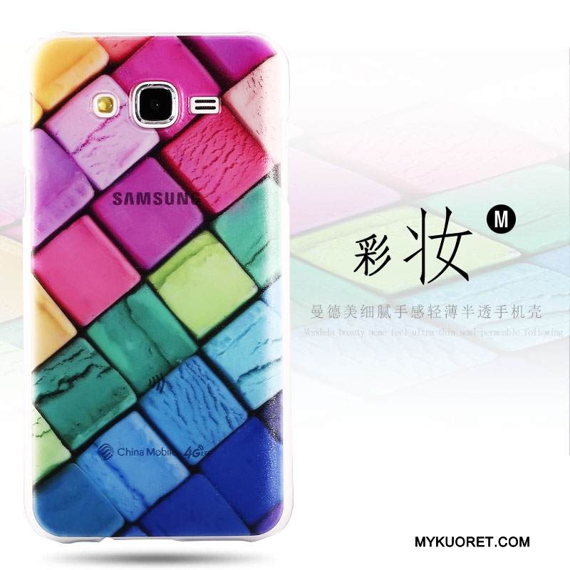 Kuori Samsung Galaxy J7 2015 Monivärinen Pesty Suede Kova, Kotelo Samsung Galaxy J7 2015 Maalaus Puhelimen Kuoret