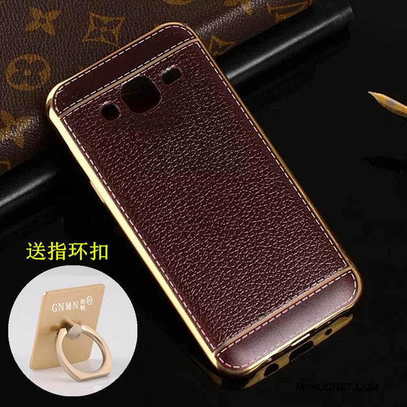 Kuori Samsung Galaxy J7 2015 Nahka Kukkakuvio Pinnoitus, Kotelo Samsung Galaxy J7 2015 Suojaus Puhelimen Kuoret