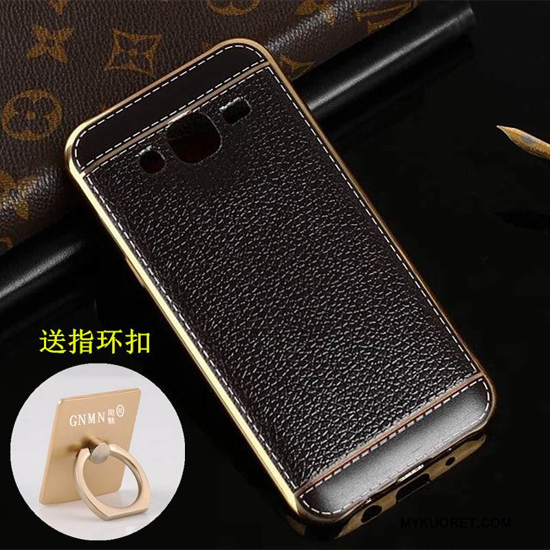 Kuori Samsung Galaxy J7 2015 Nahka Kukkakuvio Pinnoitus, Kotelo Samsung Galaxy J7 2015 Suojaus Puhelimen Kuoret