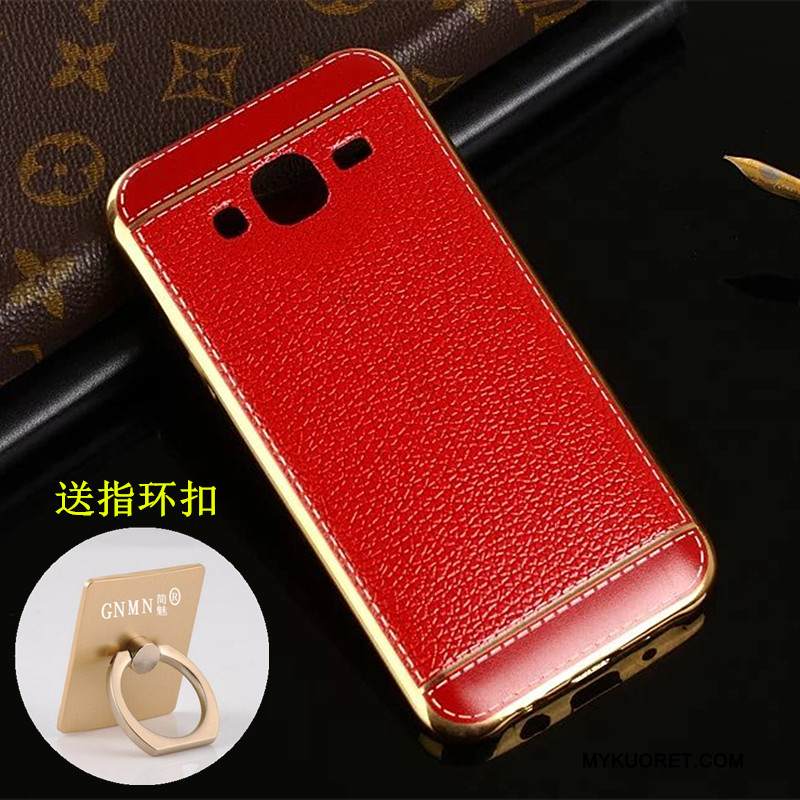 Kuori Samsung Galaxy J7 2015 Nahka Kukkakuvio Pinnoitus, Kotelo Samsung Galaxy J7 2015 Suojaus Puhelimen Kuoret